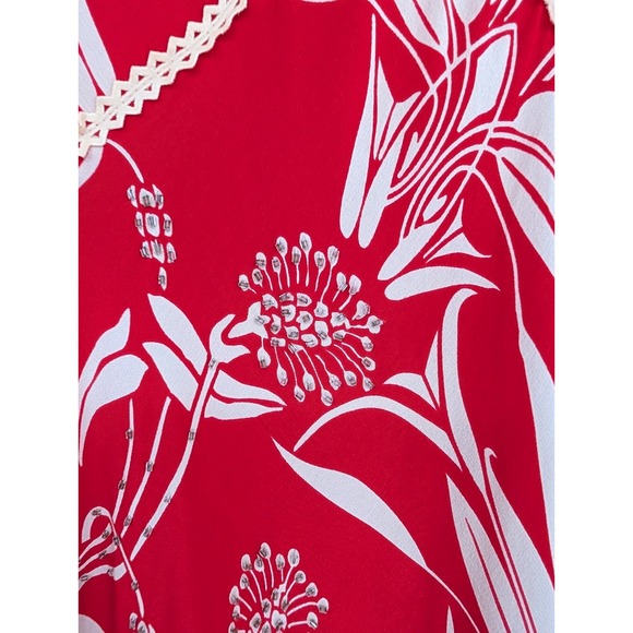 VTG 90s Y2K Red Silk Babydoll Boho Whimsigoth Beaded Bias Cut Chiffon Midi Dress - Picture 11 of 15